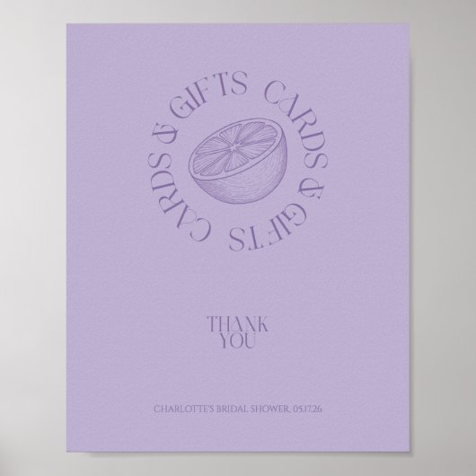 Bright Minimalist Citrus Bridal favor sign Poster (Vorne)