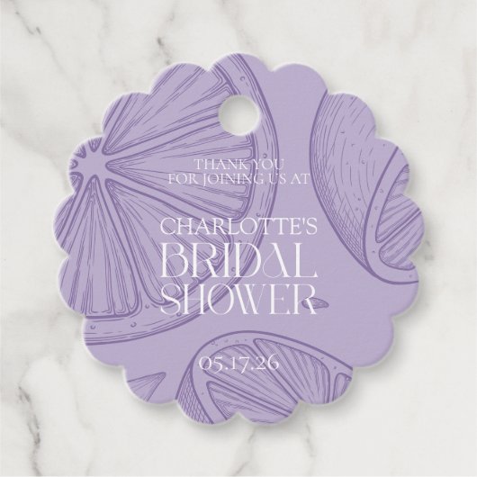 Bright Minimalist Citrus Bridal Shower Geschenkanhänger (Vorderseite)