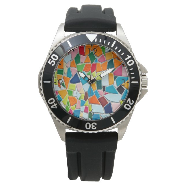 Bright Mosaic Tiles Armbanduhr (Vorderseite)