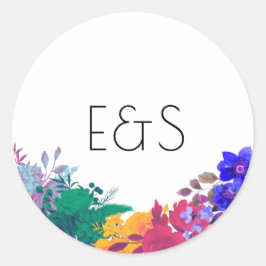 Bright Multicolor Floral Wedding Runder Aufkleber