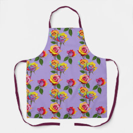 Bright Multicolored Roses In Rainbow Shades  Schürze