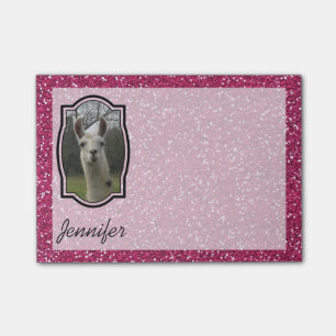 Bright N Sparkling Llama in Hot Pink Post-it Klebezettel