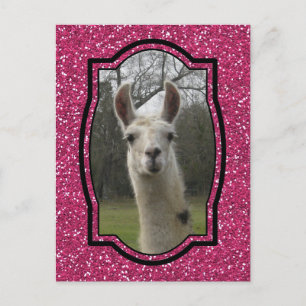 Bright N Sparkling Llama in Hot Pink Postkarte