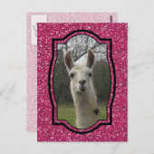 Bright N Sparkling Llama in Hot Pink Postkarte (Vorne/Hinten)