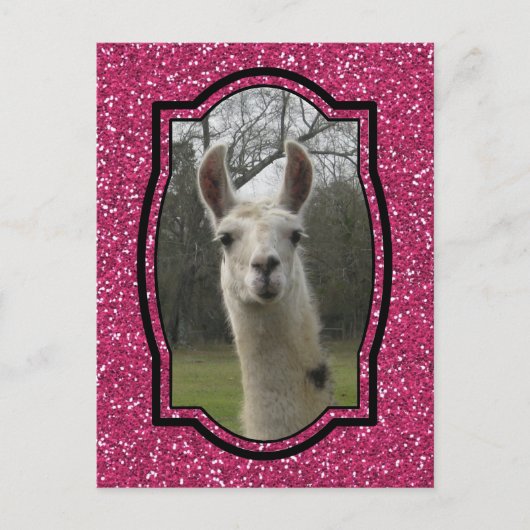 Bright N Sparkling Llama in Hot Pink Postkarte (Vorderseite)