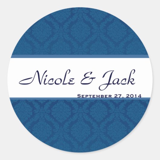 BRIGHT NAVY BLUE Diamond Damask Wedding Sticker (Vorderseite)