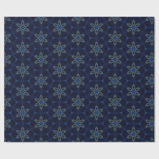 Bright Navy und Gold Starlight Design Geschenkpapier (Flach)