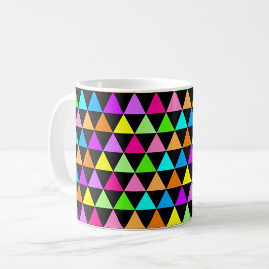 Bright Neon Colors Triangles Printed Mug Cup Kaffeetasse (Vorderseite Links)