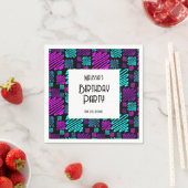 Bright Neon Geometric Muster Black Birthday Serviette (Beispiel)
