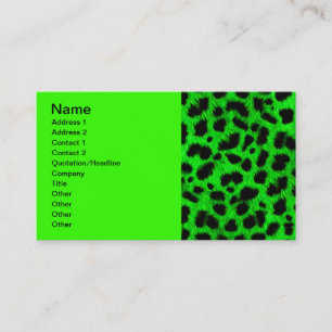 BRIGHT NEON GREEN LIMONE SCHWARZE TIERDRUCKPATTER VISITENKARTE