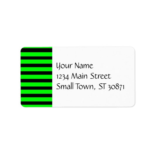 Bright Neon Lime Green und Black Stripes Adressaufkleber (Vorne)