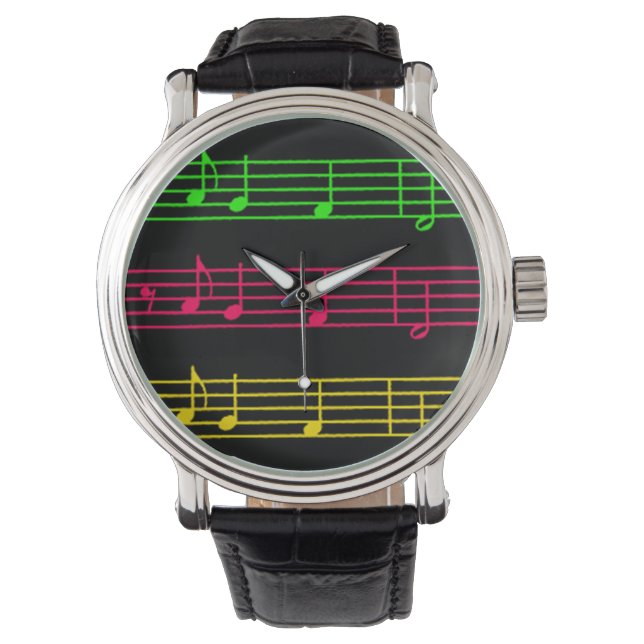 Bright Neon Notes - Watch Armbanduhr (Vorderseite)