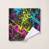 Bright Neon Paint Spritzer Badhandtuch Set (Waschlappen)