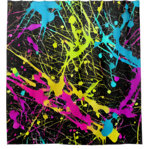 Bright Neon Paint Spritzer Duschvorhang