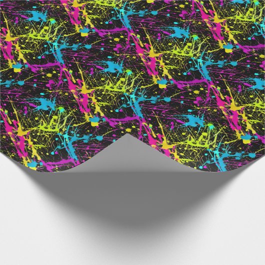 Bright Neon Paint Spritzer Geschenkpapier (Ecke)