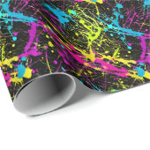 Bright Neon Paint Spritzer Geschenkpapier (Rolleneckpunkt)