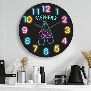 Bright Neon Personalisiert Ber Bar Große Wanduhr