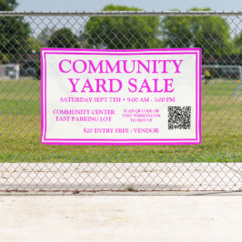 Bright Neon Pink White Community Yard Verkaufsbann Banner