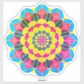 Bright Neon Psychedelic Mandala Aufkleber (Blatt)