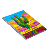 Bright Neon Saguaro Cactus Sunset Wüstenszene Notizblock (Rechte Seite)