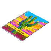 Bright Neon Saguaro Cactus Sunset Wüstenszene Notizblock (Linke Seite)