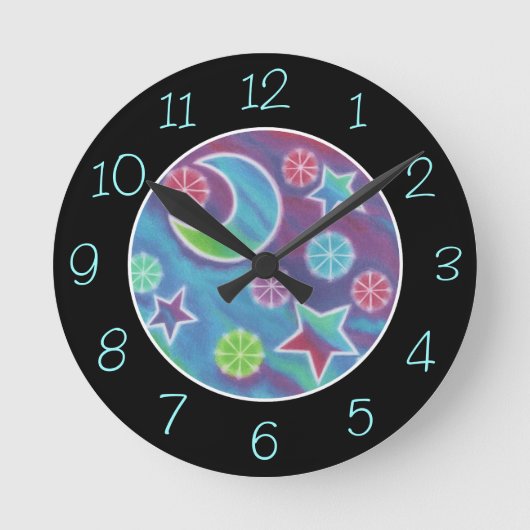 Bright Night 'Numbers' clock round black Runde Wanduhr (Vorderseite)