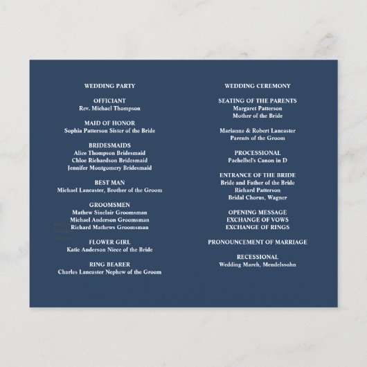 Bright Oak | Gold Wedding Timeline und Programm V1 (Rückseite)