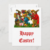 Bright Oaster Bunnies Vintag Feiertagspostkarte (Vorne/Hinten)