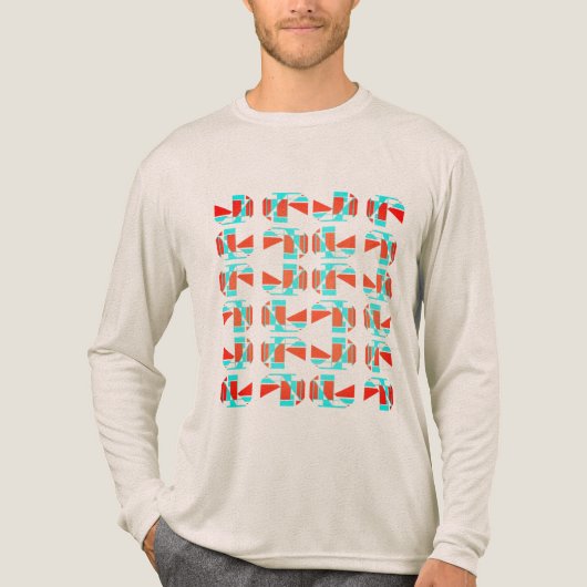 Bright Orange Aqua Tan Geometric Pieces MCM Look Tri-Blend Shirt (Vorderseite)