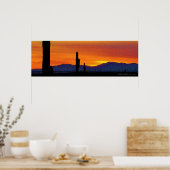 Bright Orange Arizona Wüste Sunset Saguaro Cacti Poster (Küche)