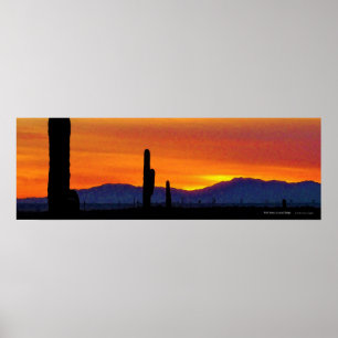 Bright Orange Arizona Wüste Sunset Saguaro Cacti Poster