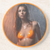 Bright Orange Bikini Modell Getränkeuntersetzer (Vorne)