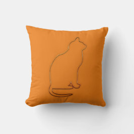 Bright Orange Black Cat Pillow Kissen