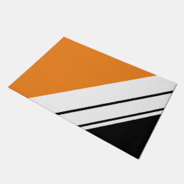 Bright Orange Black Diagonal White Racing Streifen Fußmatte