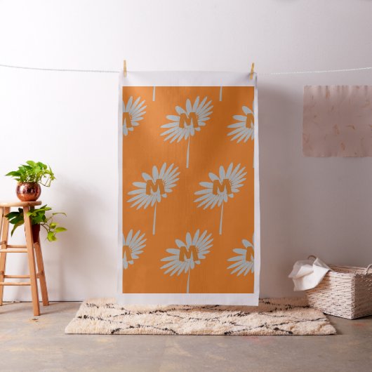 Bright Orange Custom Monogram Floral Stoff (Beispiel)