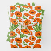 Bright Orange Daisies Wrapping Paper Set Geschenkpapier Set (Beispiel)