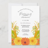 Bright Orange Daisy Baby Boy Paganing Zeremonie Einladung (Vorderseite)