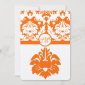 Bright Orange Damask Hochzeitseinladungen Einladung (Rückseite)