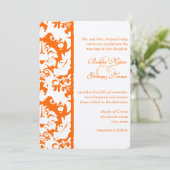 Bright Orange Damask Hochzeitseinladungen Einladung (Stehend Vorderseite)