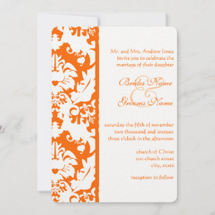 Bright Orange Damask Hochzeitseinladungen Einladung