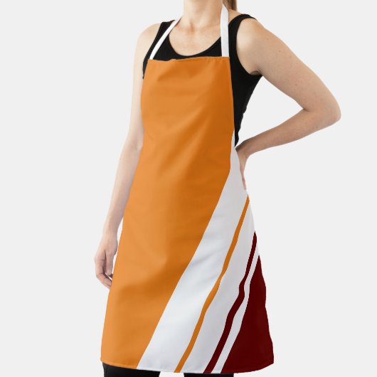Bright Orange Deep Red White Slant Racing Streifen Schürze (InSitu)
