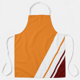 Bright Orange Deep Red White Slant Racing Streifen Schürze