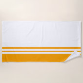 Bright Orange Edge Racing Stripes weißer Hintergru Strandtuch (Vorderseite)