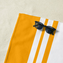 Bright Orange Edge Racing Stripes weißer Hintergru Strandtuch