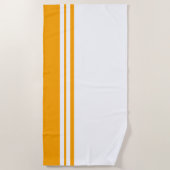 Bright Orange Edge Racing Stripes weißer Hintergru Strandtuch (Vorderseite)