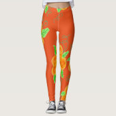 Bright Orange Floral Leggings (Vorderseite)