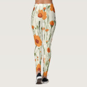 Bright Orange Floral Pattern Leggings (Rückseite)