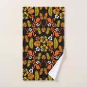 Bright Orange Floral Tropical Gemustert Badhandtuch Set (Handtuch)