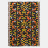Bright Orange Floral Tropical Gemustert Decke (Vorderseite Vertikal)