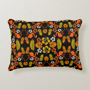 Bright Orange Floral Tropical Gemustert Dekokissen